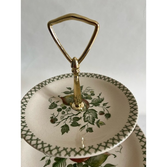 Rare Johnson Brothers Old Granite Arbor 2 Tier Serving Tray - Picture 9 of 11